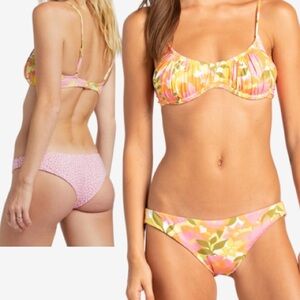 NWT BILLABONG - REVERSIBLE SUMMER FOLK BRALETTE TOP/LOWRIDER BIKINI SET